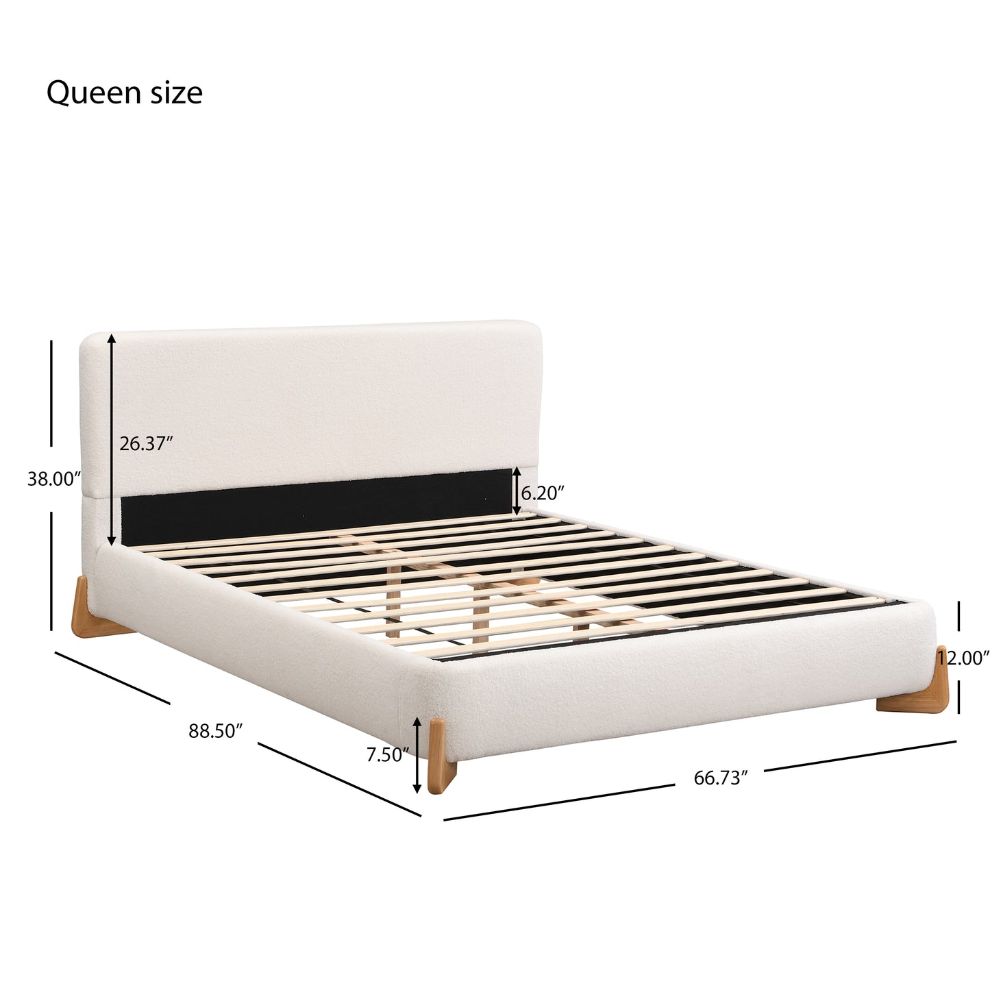 Elegant Boucle Upholstered Bed – A Luxurious and Comfortable Bedroom Centerpiece (Full, Queen, King Sizes)