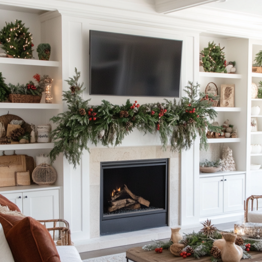FOHUFO High-End Modern Farmhouse Built-In Bookcase and Display Shelves - White